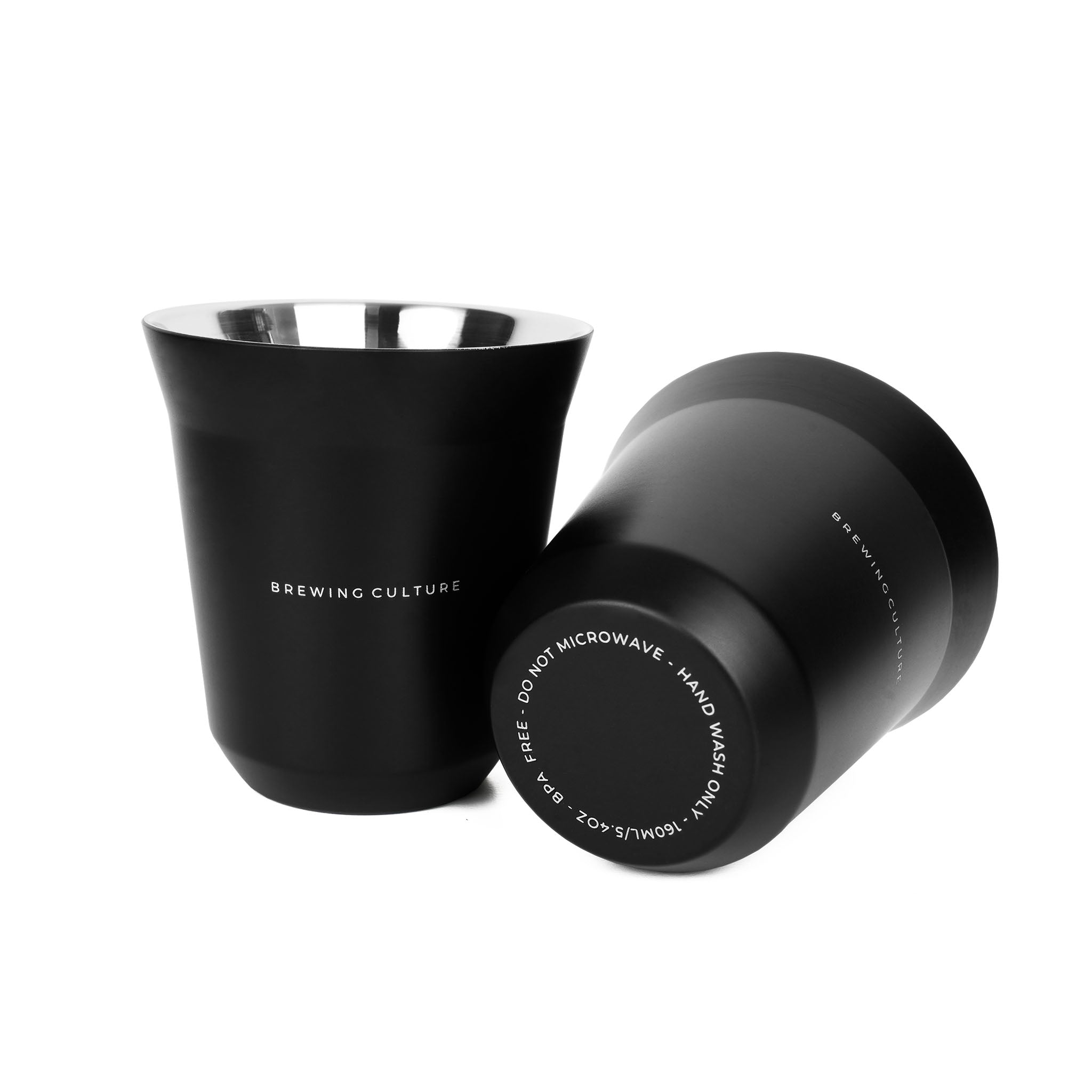 BC Espresso Coffee Cup 160ml Black - Set of Two